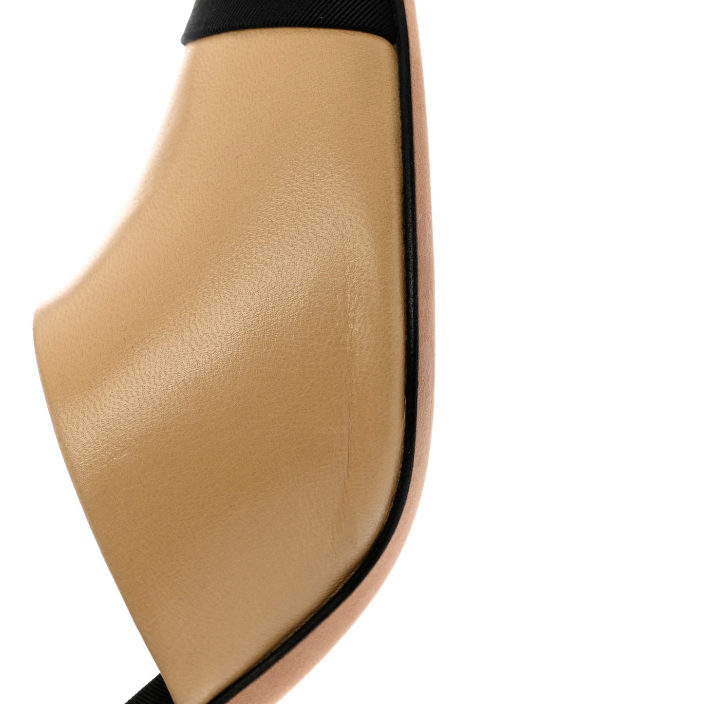 Goatskin Grosgrain Cap Toe Pearl Mule 36 Beige Black