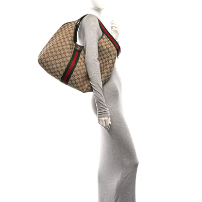 Gucci GG Monogram Web Large Giglio Tote Beige Brown 2 of 11