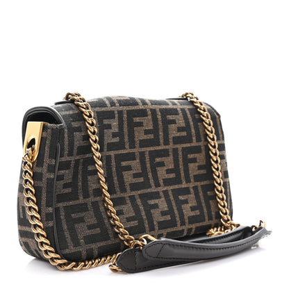 Fendi Fabric Jacquard FF 1974 Midi Chain Baguette Tobacco Moro 3 of 10