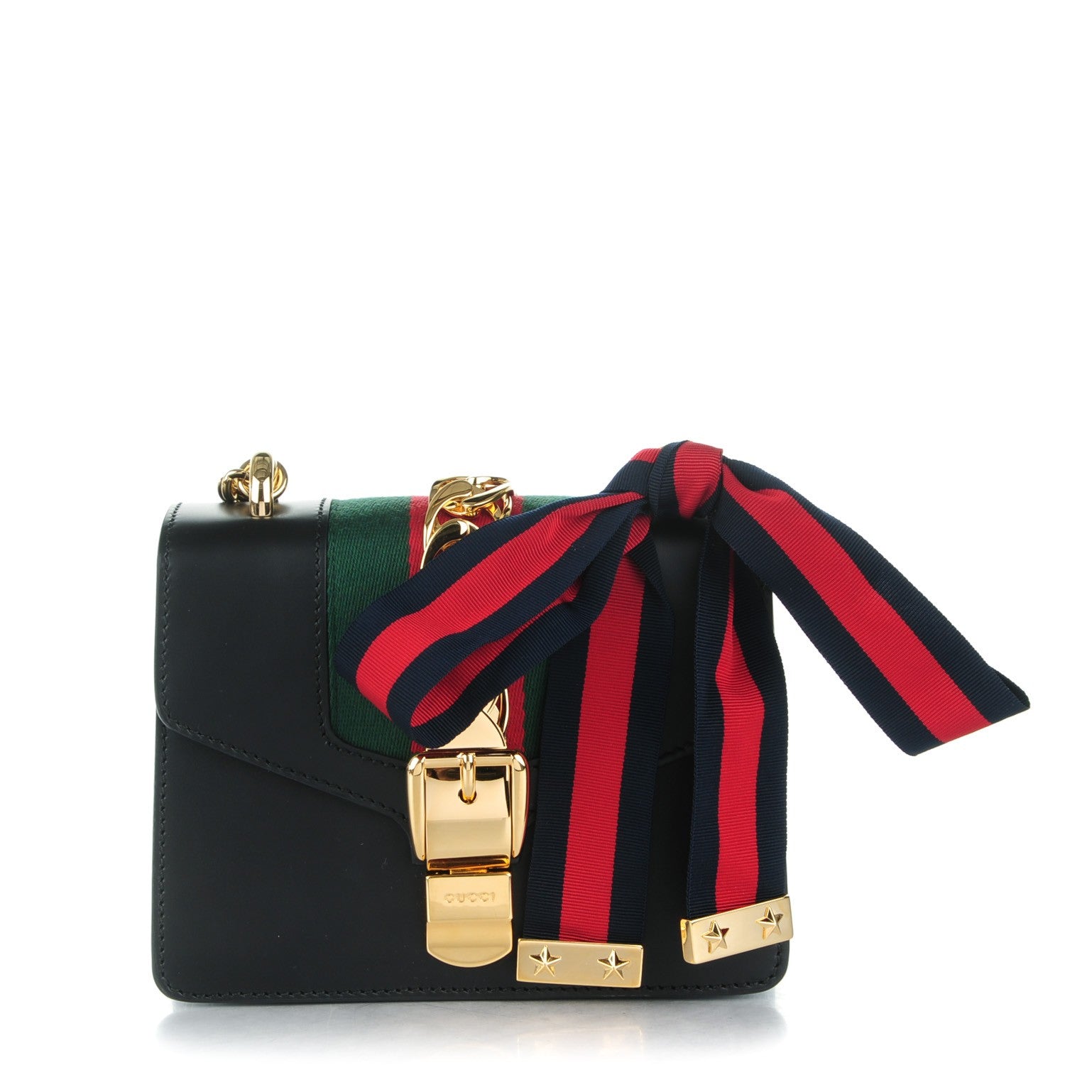 Gucci Calfskin Mini Sylvie Chain Shoulder Bag Black 1 of 7