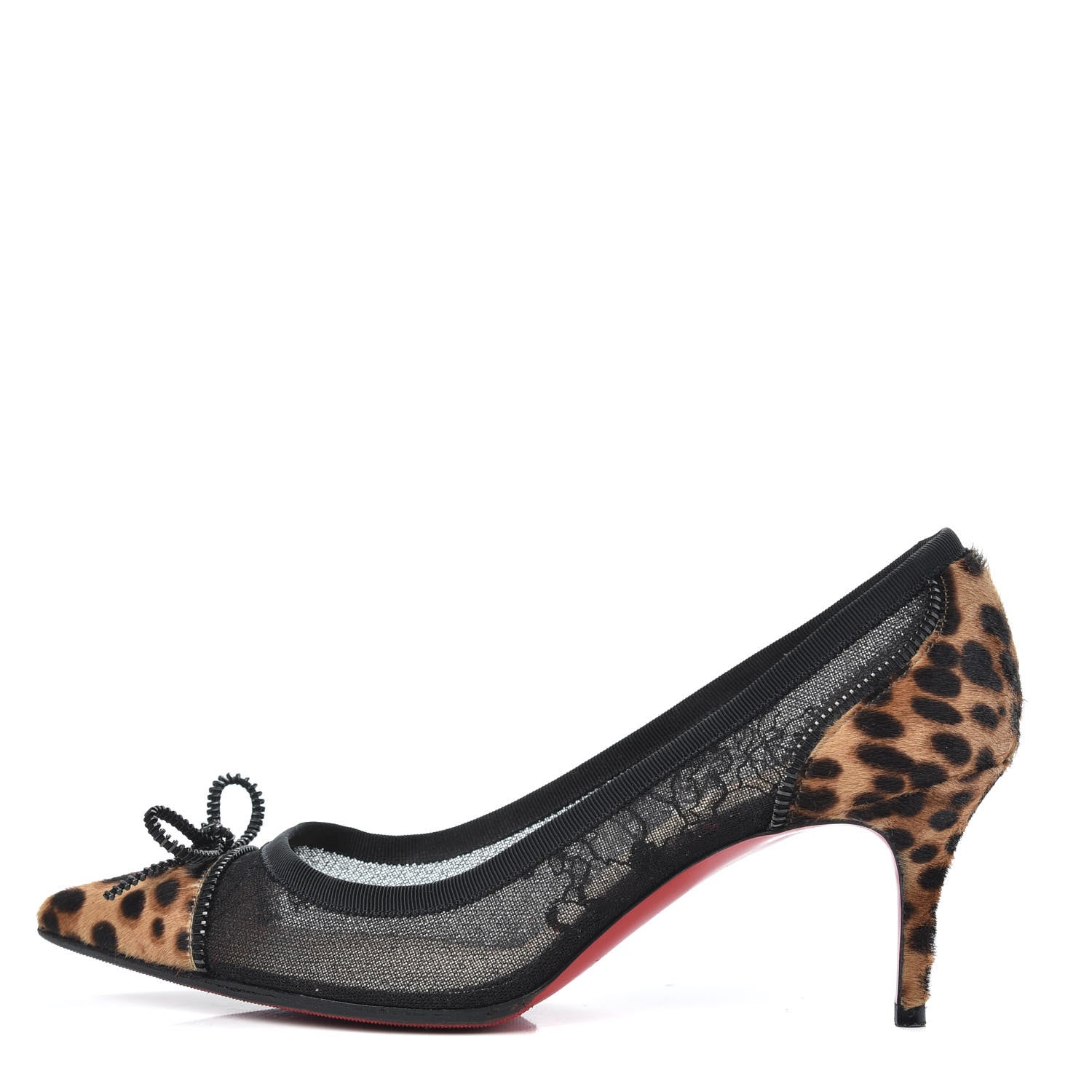 Christian Louboutin Pony Hair Lace Leopard Souris 70 Pumps 37.5 Black 1 of 10