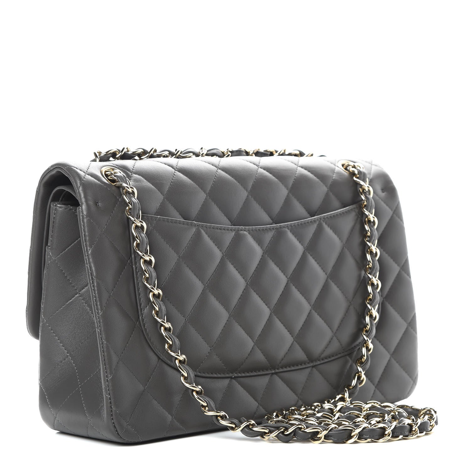 Chanel Lambskin Quilted Jumbo Double Flap Grey 3 of 11
