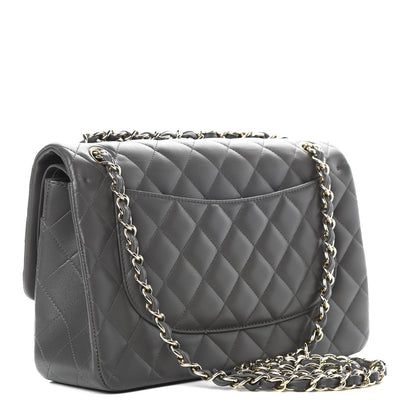 Chanel Lambskin Quilted Jumbo Double Flap Grey 3 of 11