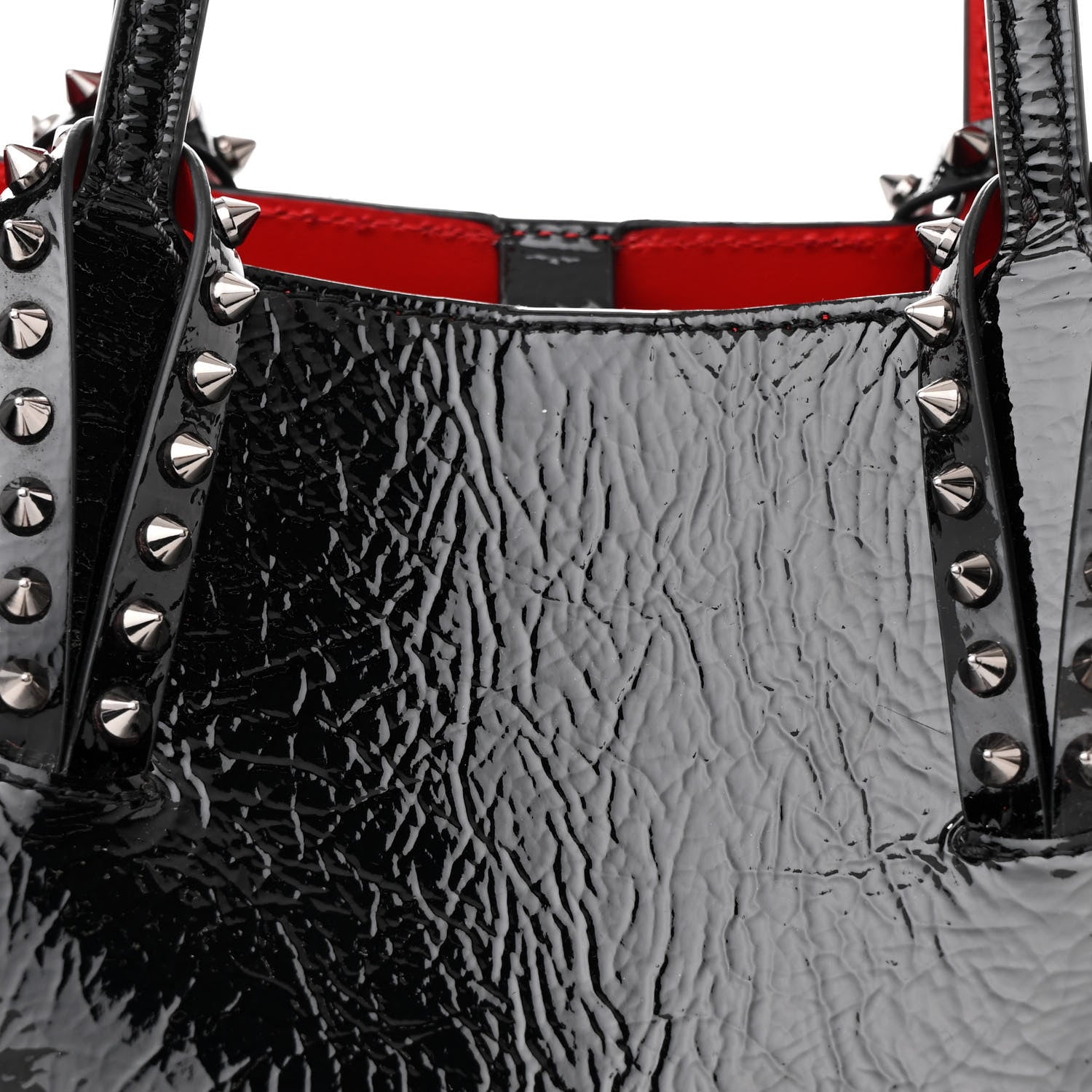 Christian Louboutin Patent Calfskin Spikes East West Cabata Tote Black 10 of 15