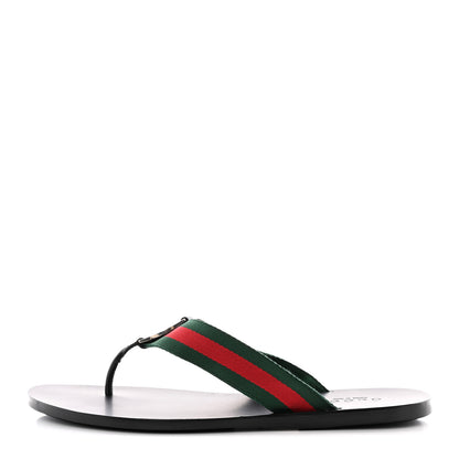 Gucci Nylon Calfskin Web Mens Thong Sandals 8 Green Red Black 1 of 18