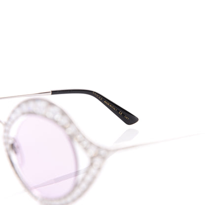 Gucci Metal Crystal Cat Eye Sunglasses GG0046S Silver 6 of 8