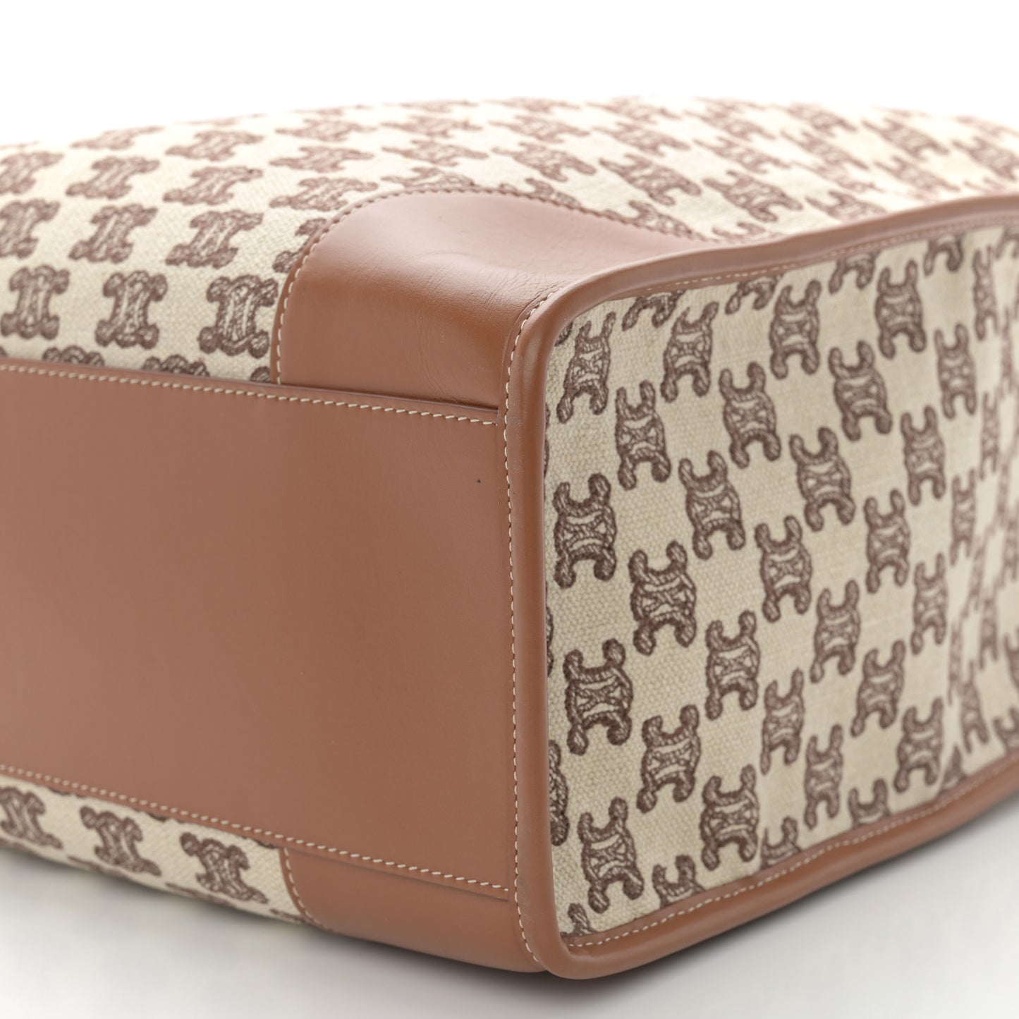 Canvas Calfskin Triomphe Embroidered Horizontal Cabas Tan