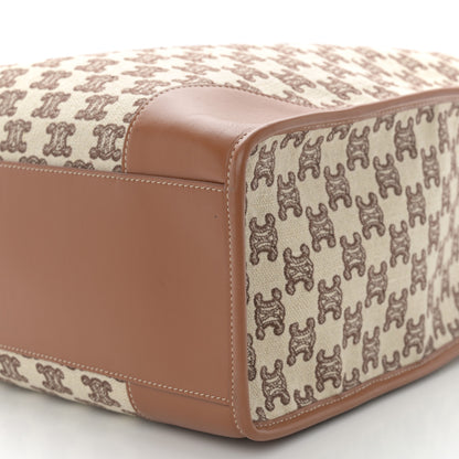 Celine Canvas Calfskin Triomphe Embroidered Horizontal Cabas Tan 11 of 12