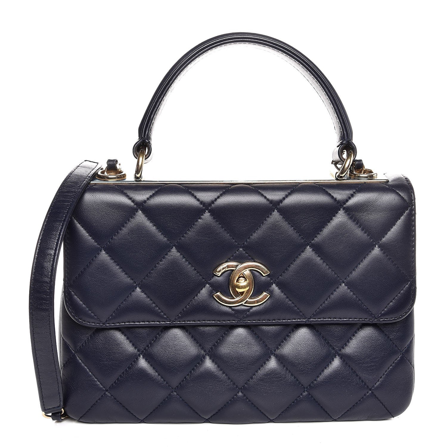 Chanel Lambskin Quilted Small Trendy CC Flap Dual Handle Bag Navy 1 of 9