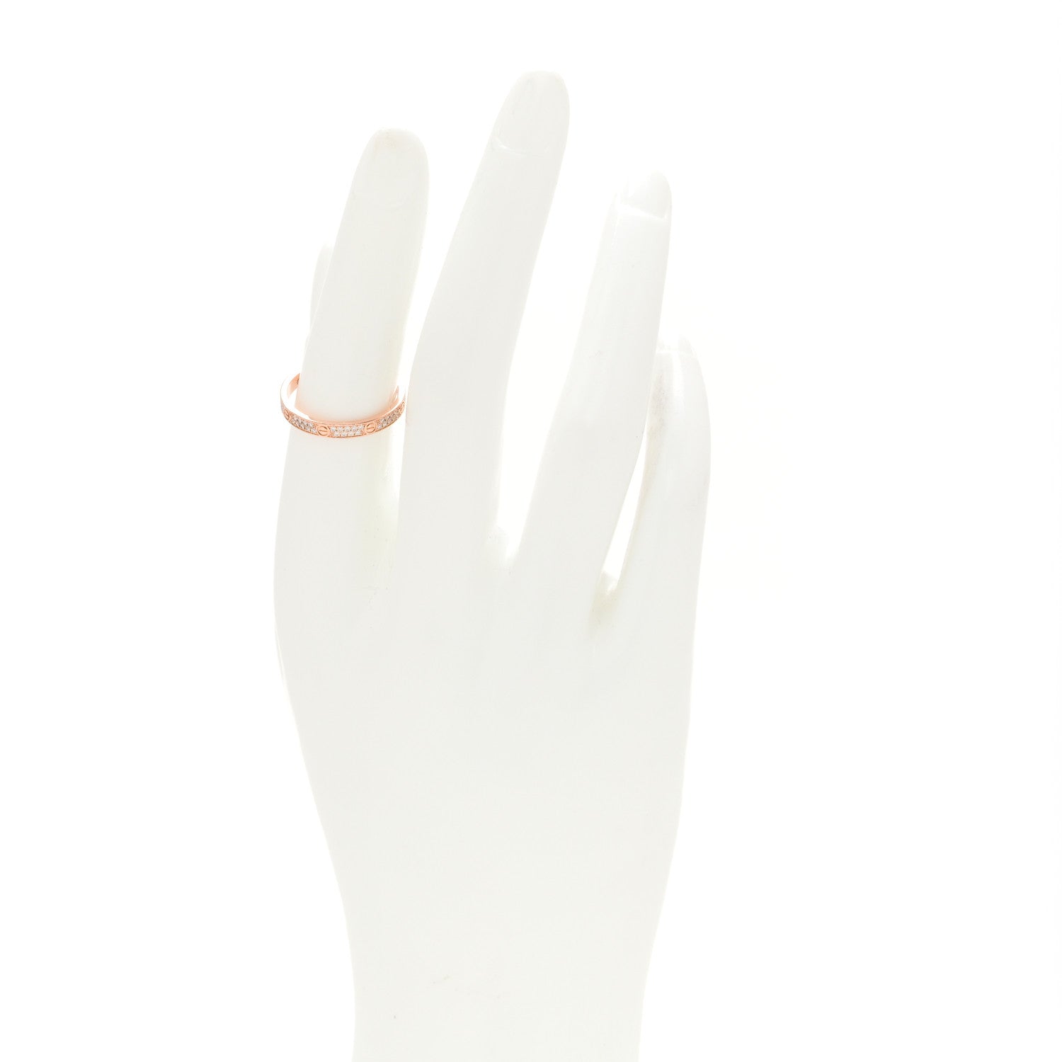 Cartier 18K Pink Gold Diamond 2.6mm LOVE Paved Band Ring 54 6.75 2 of 7