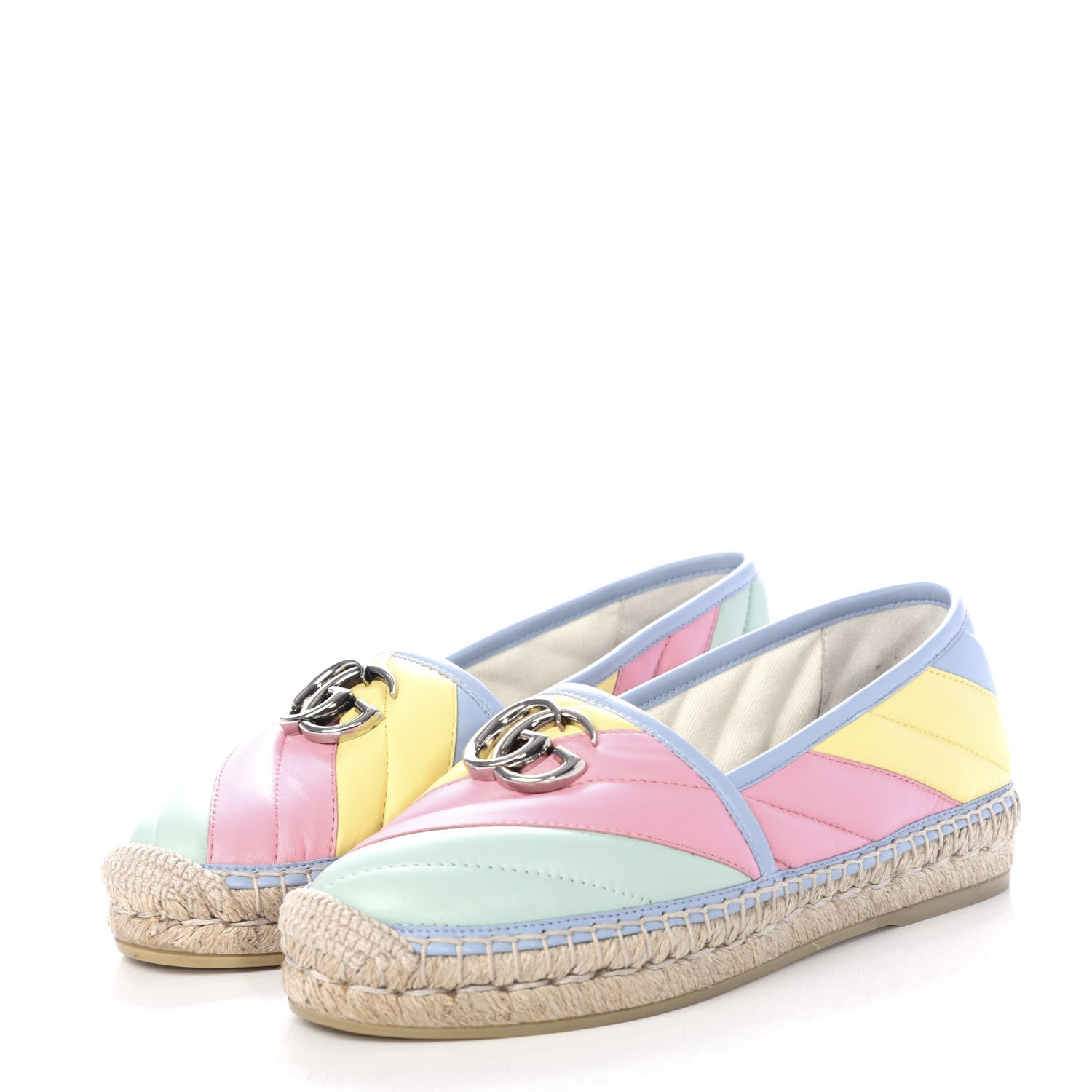 Gucci Nappa Matelasse Diagonal GG Marmont Espadrilles 36 Multicolor Pastel 3 of 11