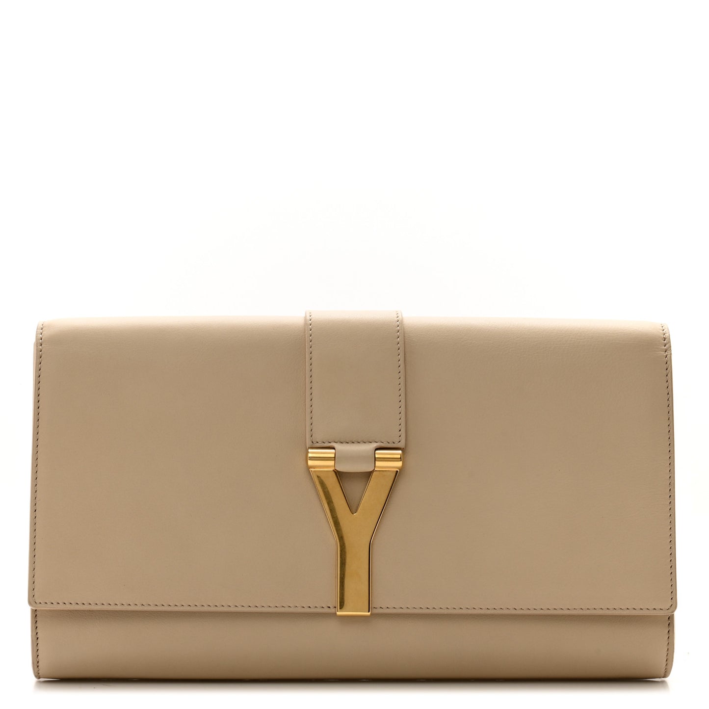 Calfskin Classic Y Ligne Clutch Light Beige