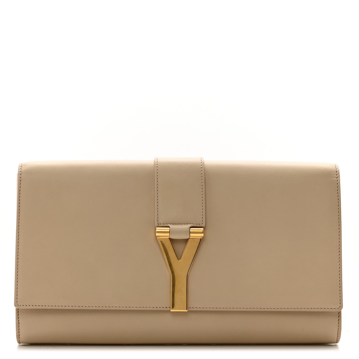 Saint Laurent Calfskin Classic Y Ligne Clutch Light Beige 1 of 14