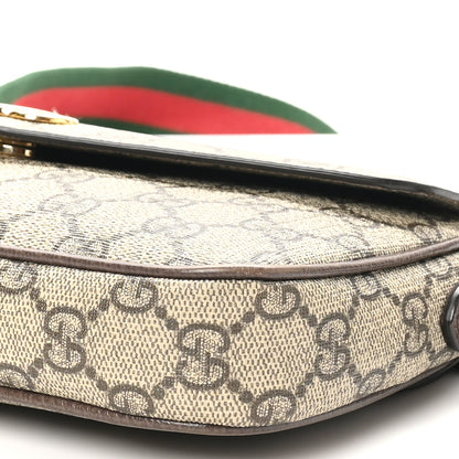 Gucci GG Supreme Monogram Textured Dollar Calfskin Web Mini Ophidia Envelope Shoulder Bag Beige Ebony 10 of 11