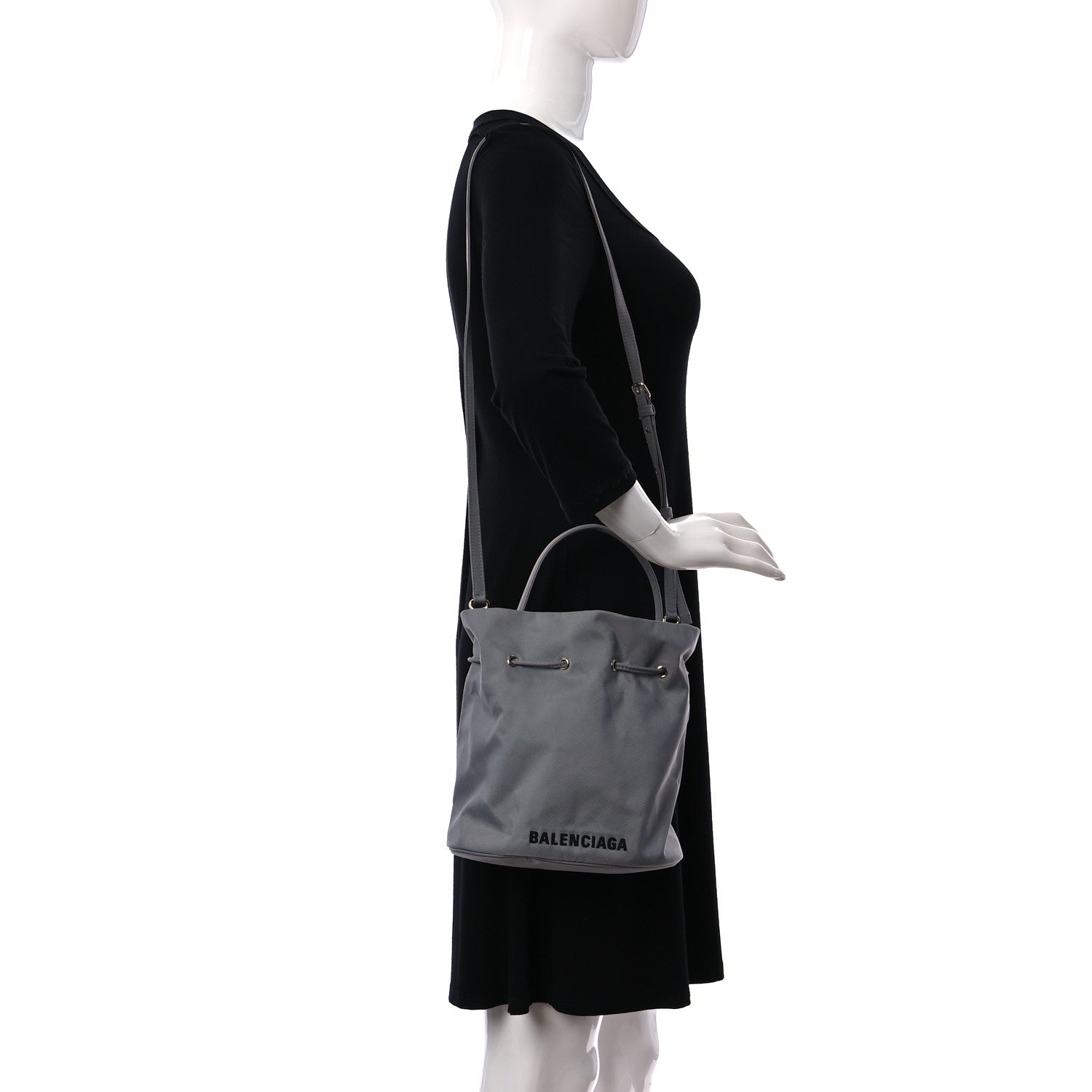 Balenciaga Nylon Wheel Logo Bucket Bag XS Gris Cendre 3 of 12