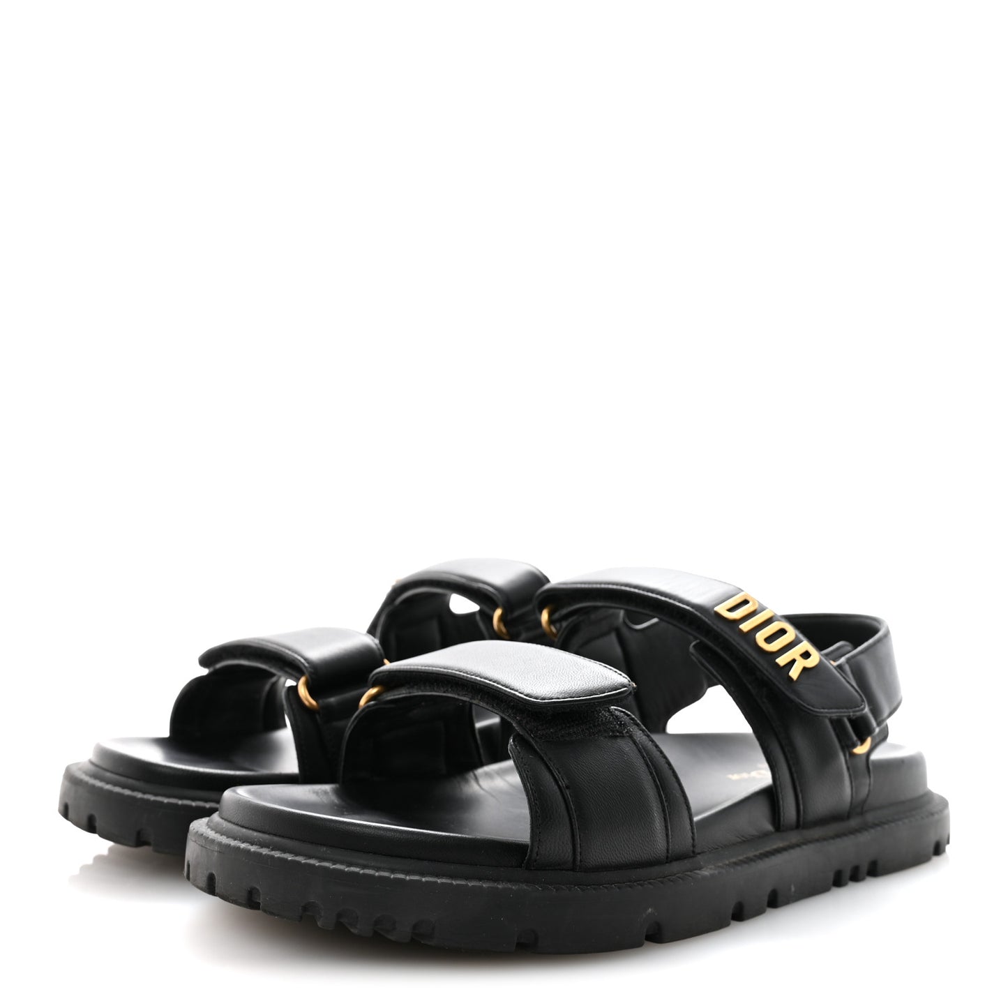Lambskin Dioract 10mm Slide Sandals 39.5 Black