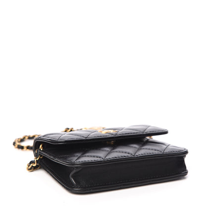 Chanel Lambskin Quilted Pearl Crush Clutch With Chain Black 3 of 10
