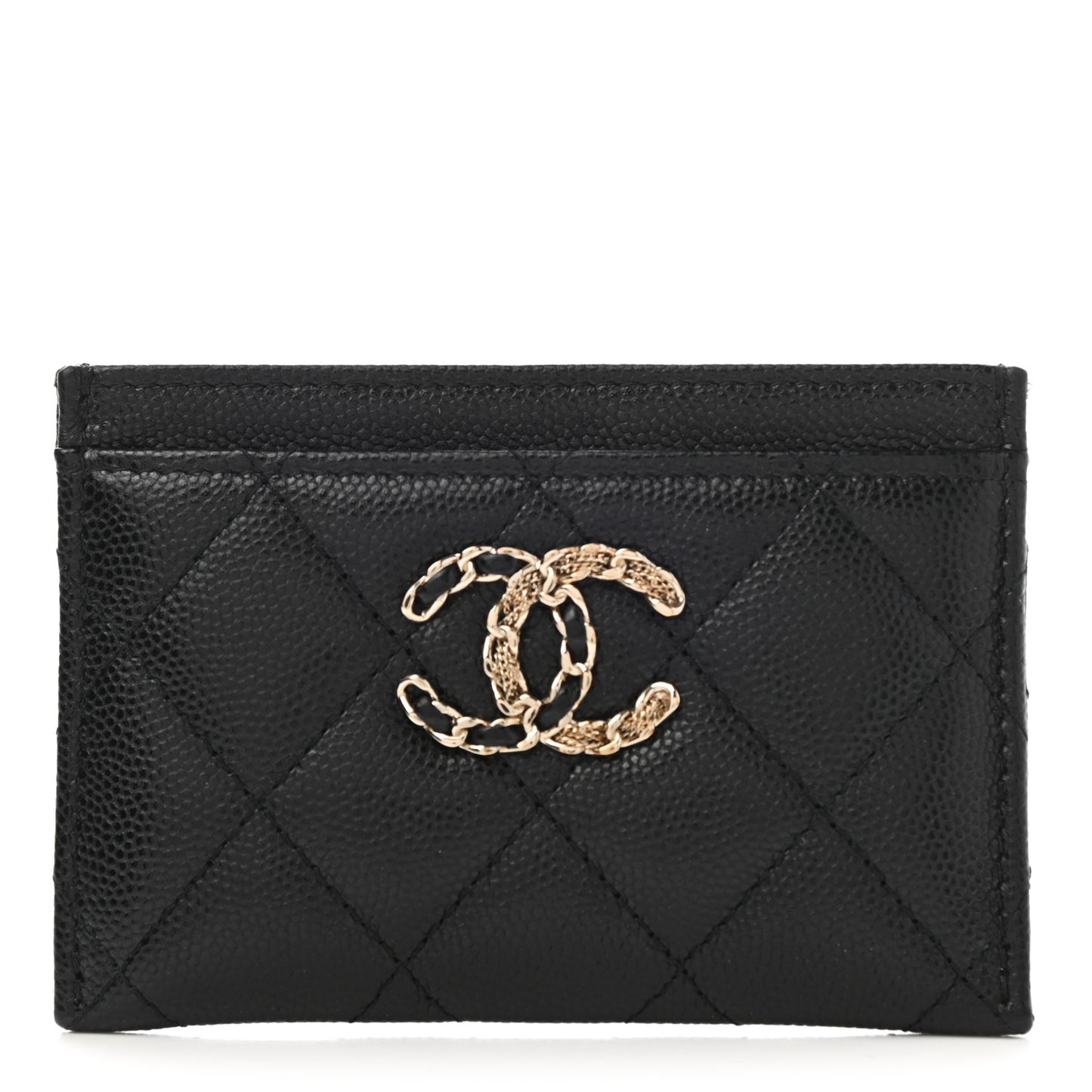 Caviar Quilted French New Wave Card Holder Black