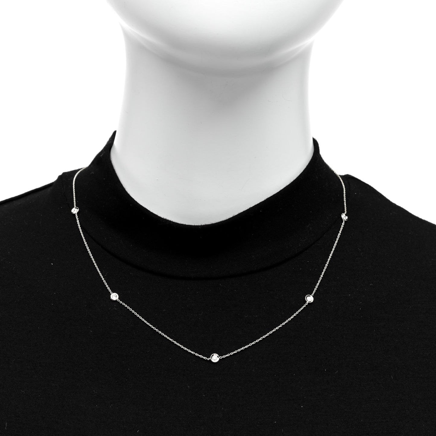 18K Yellow Gold Diamond .23ctw Diamonds By The Inch Five Station Necklace