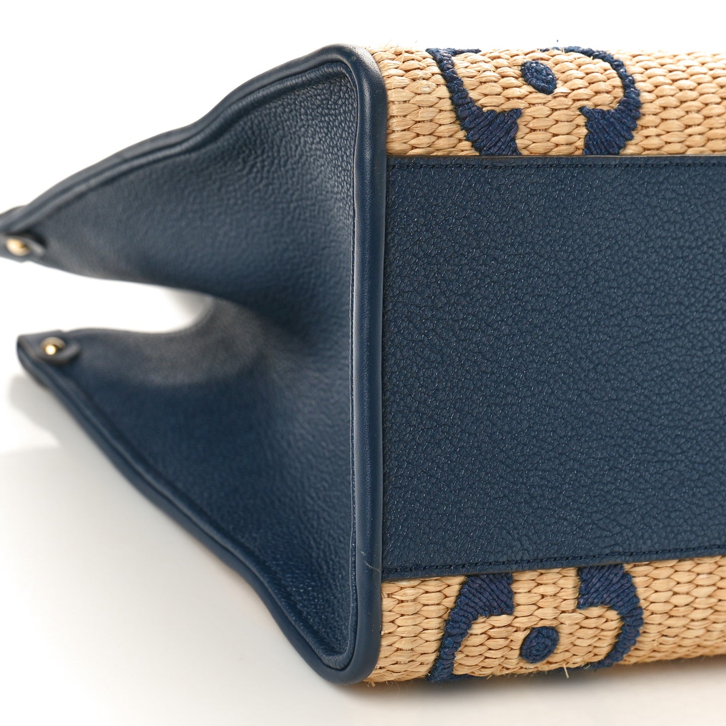 Raffia Calfskin Monogram Giant Onthego MM Blue