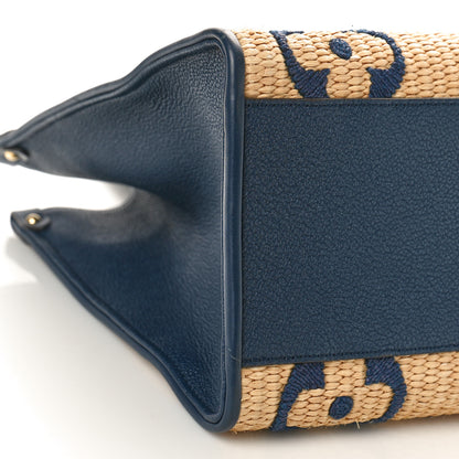 Louis Vuitton Raffia Calfskin Monogram Giant Onthego MM Blue 8 of 10