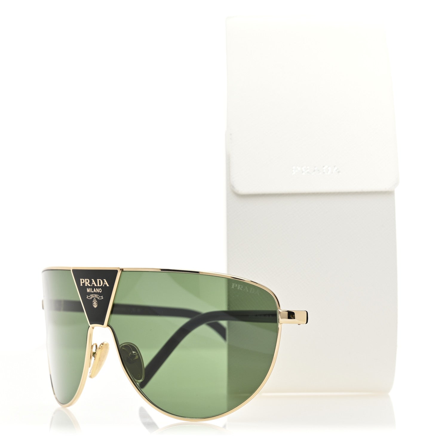 Prada Metal Shield Sunglasses SPR 69Z Gold Green 8 of 8