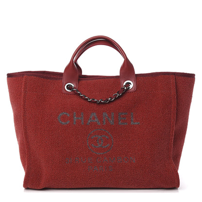 Chanel Lurex Boucle Large Deauville Tote Red 1 of 9