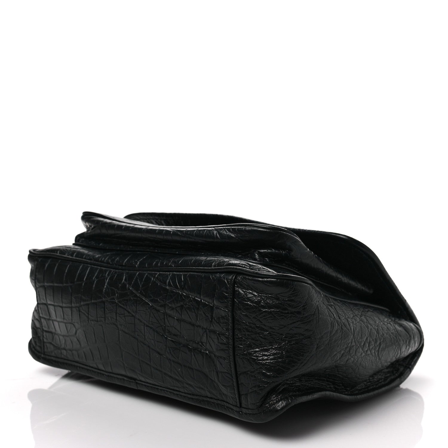 Saint Laurent Crocodile Embossed Lambskin Monogram Medium Niki Chain Satchel Black 3 of 6