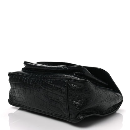 Saint Laurent Crocodile Embossed Lambskin Monogram Medium Niki Chain Satchel Black 3 of 6