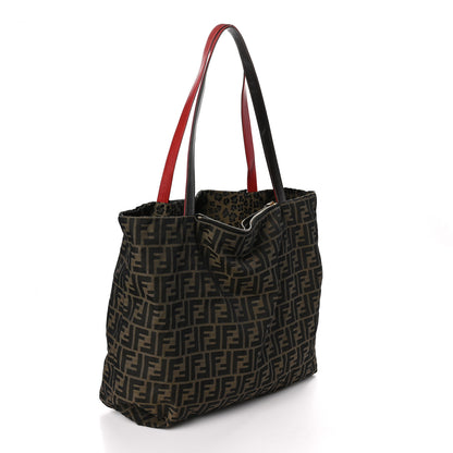 Fendi Zucca Leopard Print Reversible Shopping Tote Tobacco Brown Red 3 of 17