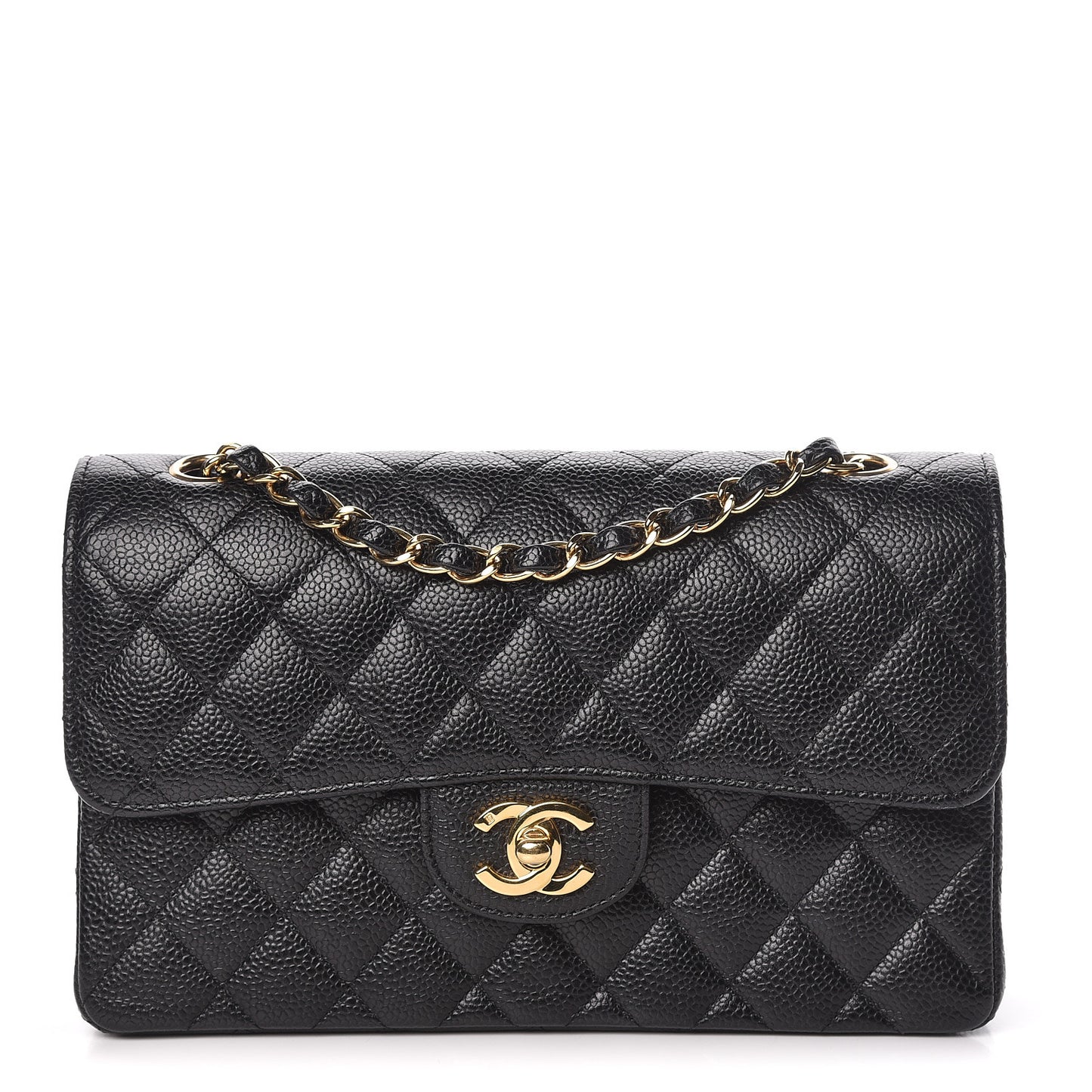 Caviar Quilted Small Double Flap Black