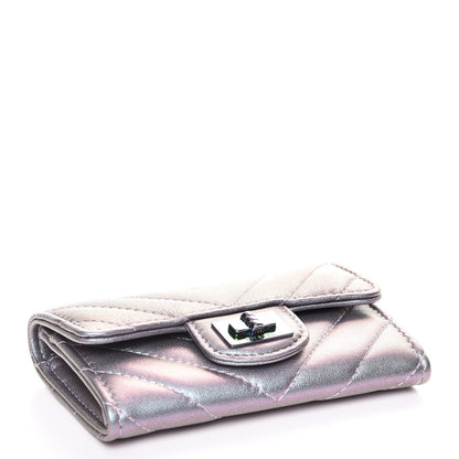 Chanel Iridescent Lambskin Chevron Quilted Reissue Card Holder Light Purple 4 of 9