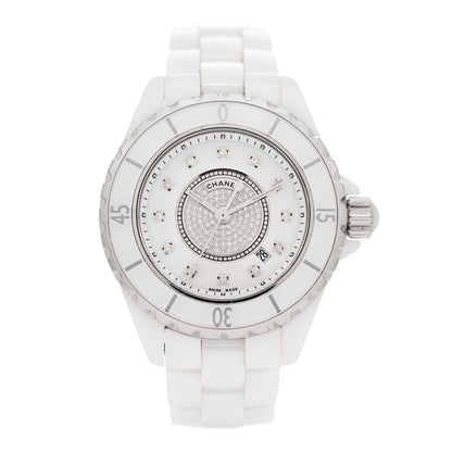 Chanel Stainless Steel Ceramic Diamond Dial 33mm J12 Quartz Watch White 1 of 5