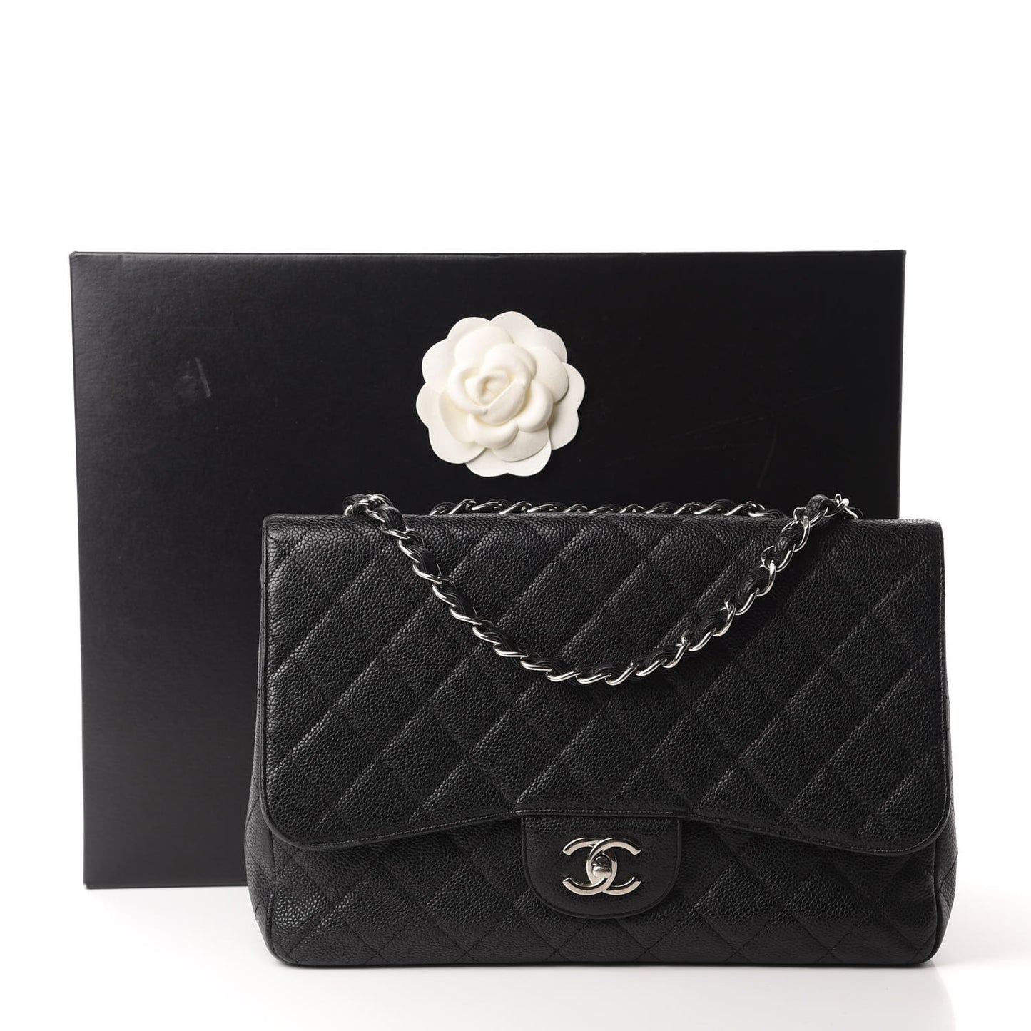 Caviar Quilted Jumbo Single Flap Black