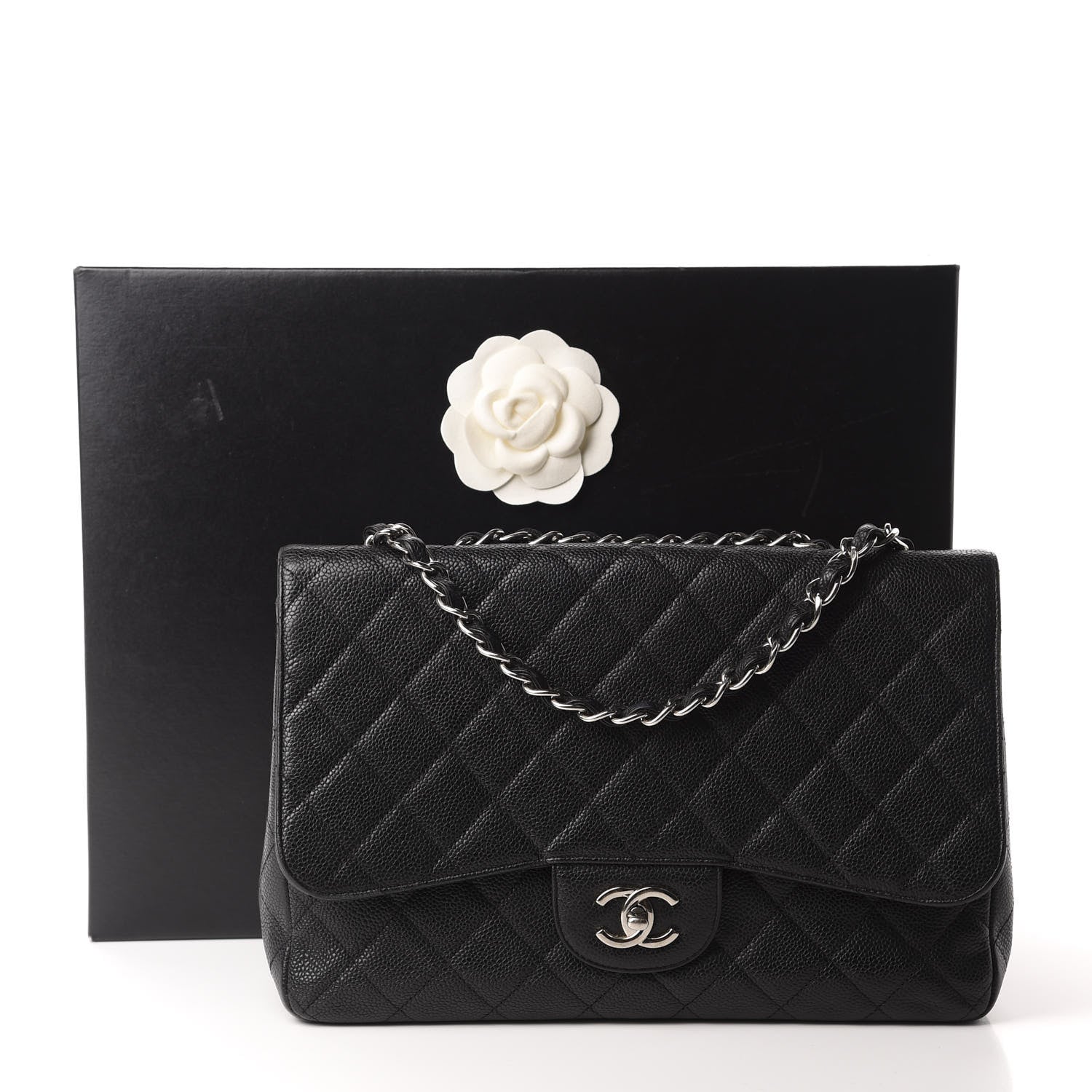 Chanel Caviar Quilted Jumbo Single Flap Black 13 of 13