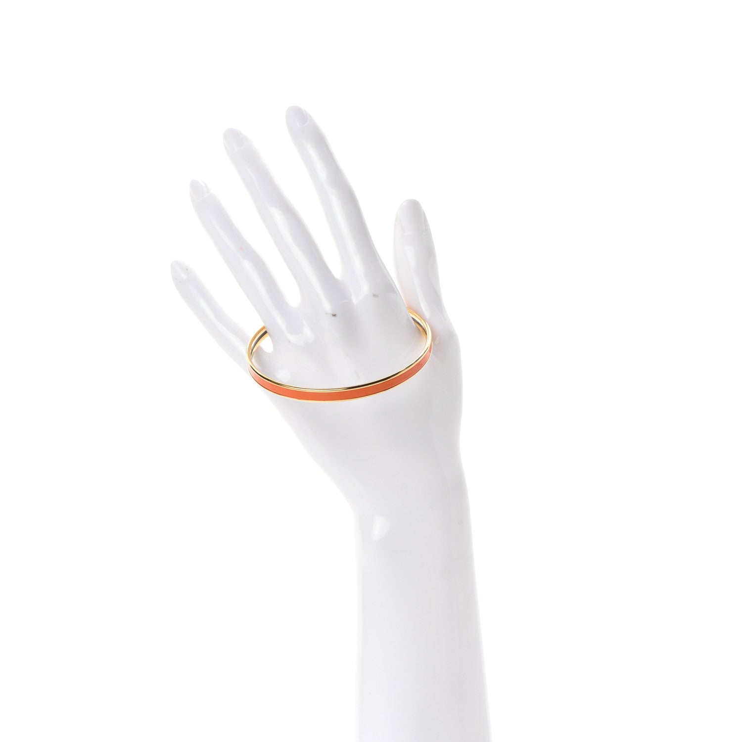 Hermes Enamel Printed Extra Narrow Plain Bracelet 70 Orange 2 of 5