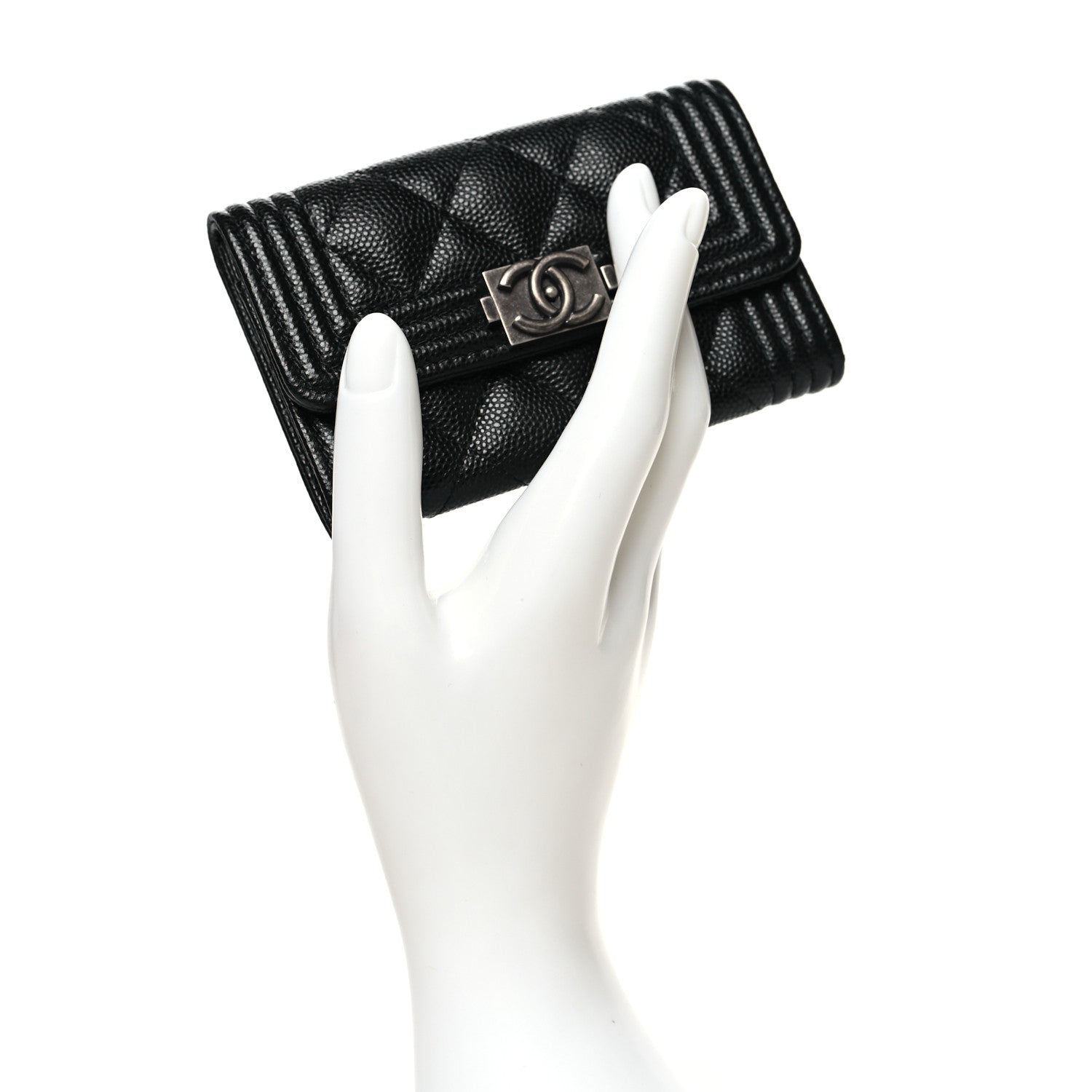 Chanel Caviar Quilted Boy Flap Card Holder Black 2 of 12