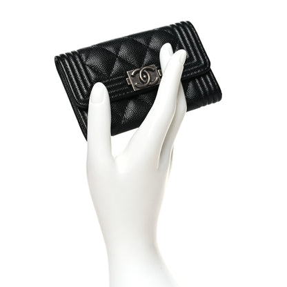 Chanel Caviar Quilted Boy Flap Card Holder Black 2 of 12