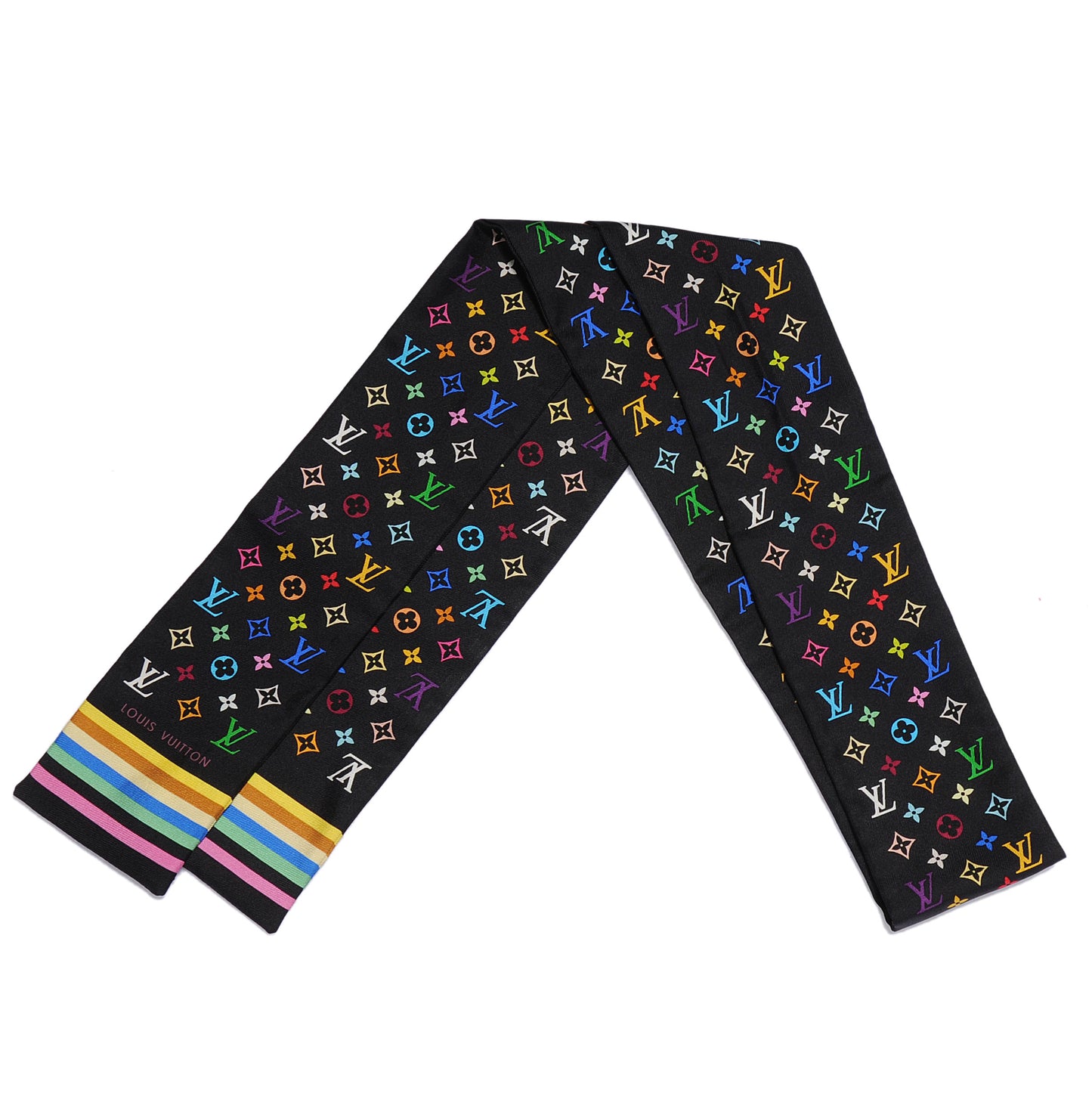 Silk Monogram Multicolor Bandeau Black
