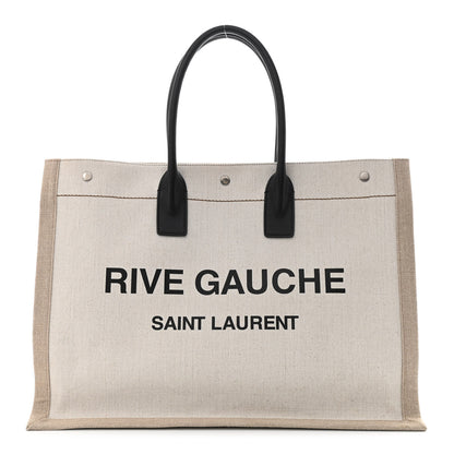 Saint Laurent Linen Calfskin Rive Gauche Tote Optic White 1 of 10