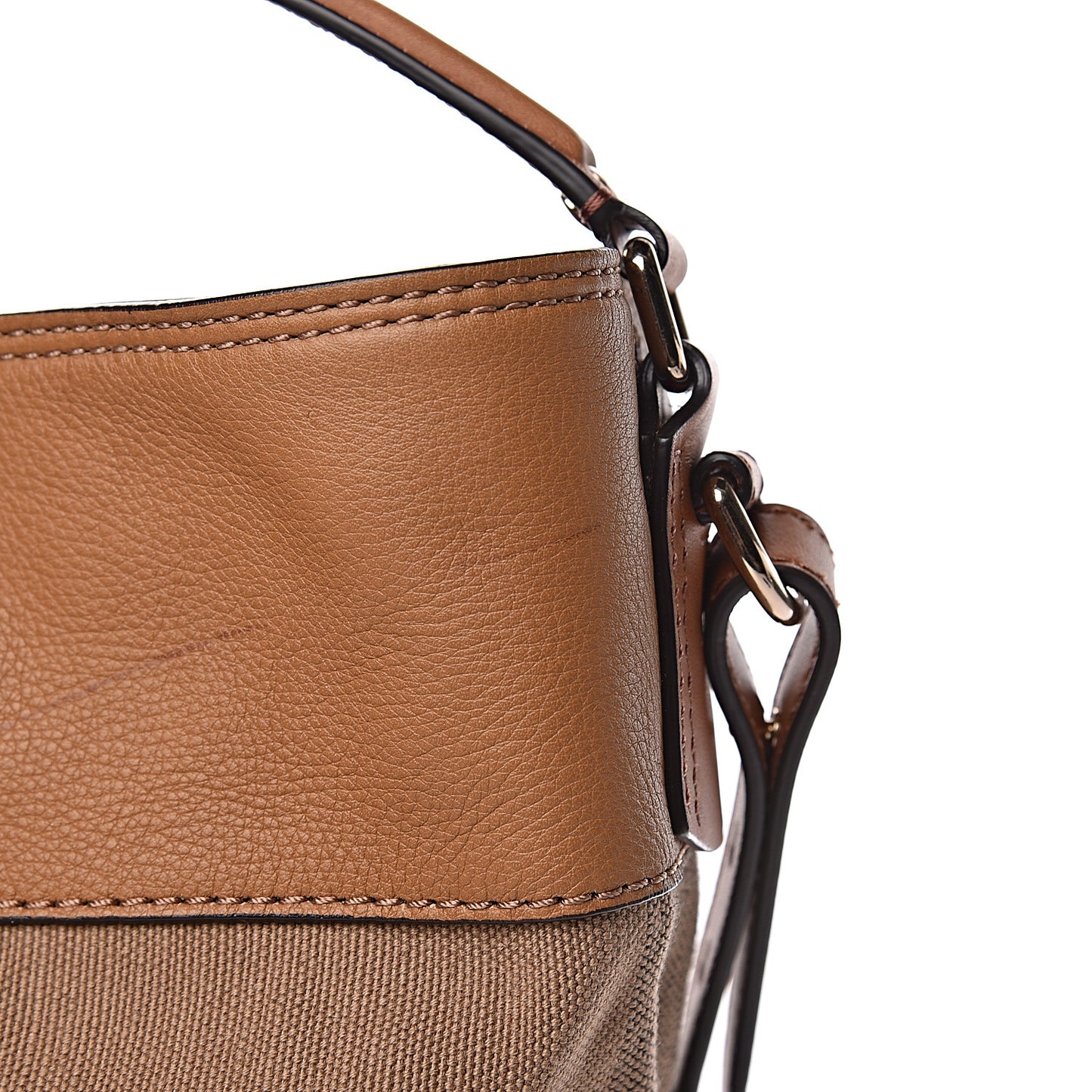 Grainy Calfskin Canvas Mega Check Medium Ashby Tassel Hobo Saddle Brown