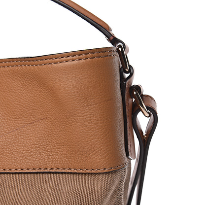 Burberry Grainy Calfskin Canvas Mega Check Medium Ashby Tassel Hobo Saddle Brown 8 of 12