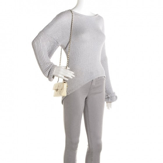 Patent Square Quilt Mini Flap Belt Bag White