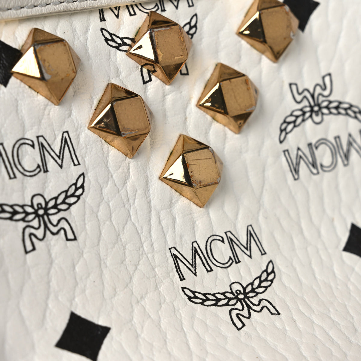 MCM Visetos Studded Medium Stark M Backpack White 1841028 