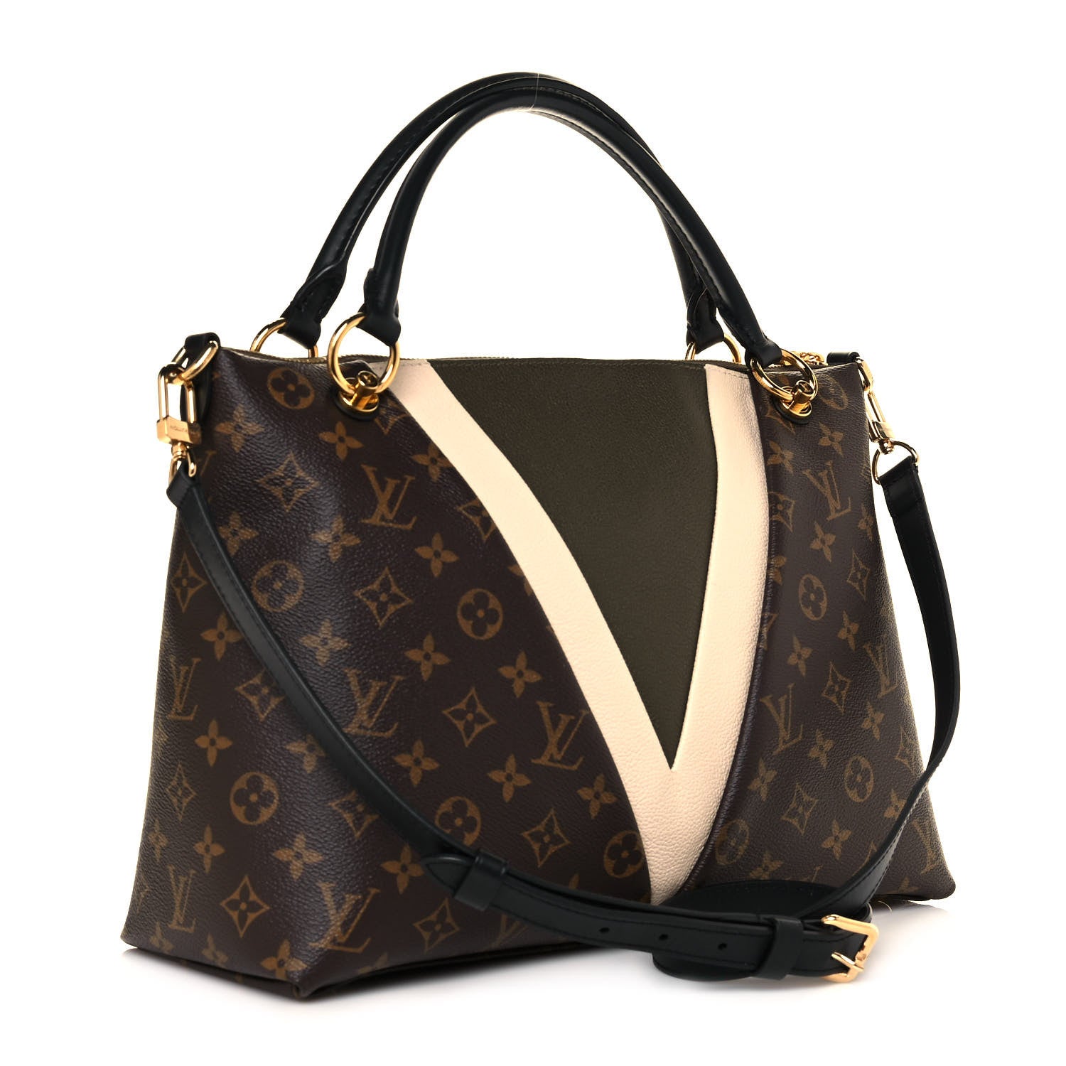 Louis Vuitton Monogram V Tote MM Khaki Cream 3 of 12