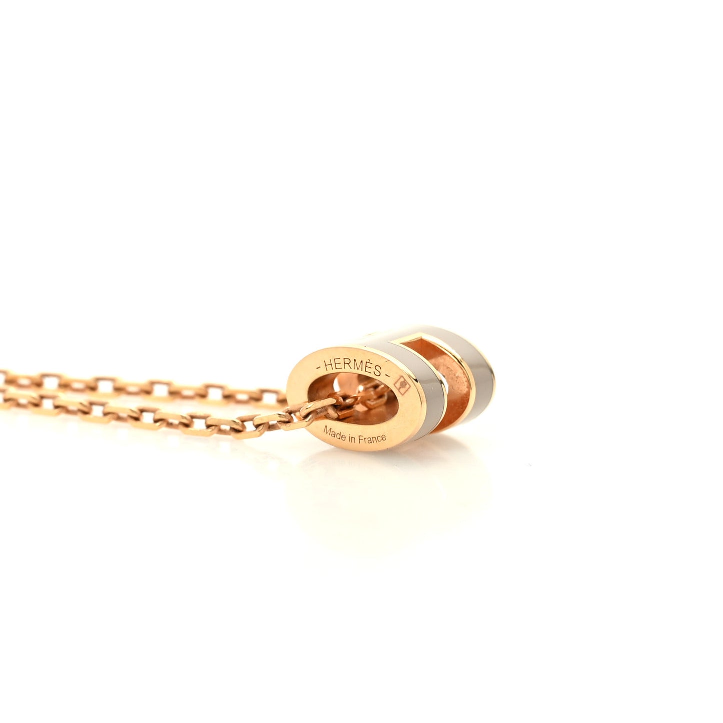 Lacquered Rose Gold Mini Pop H Pendant Necklace Marron Glace