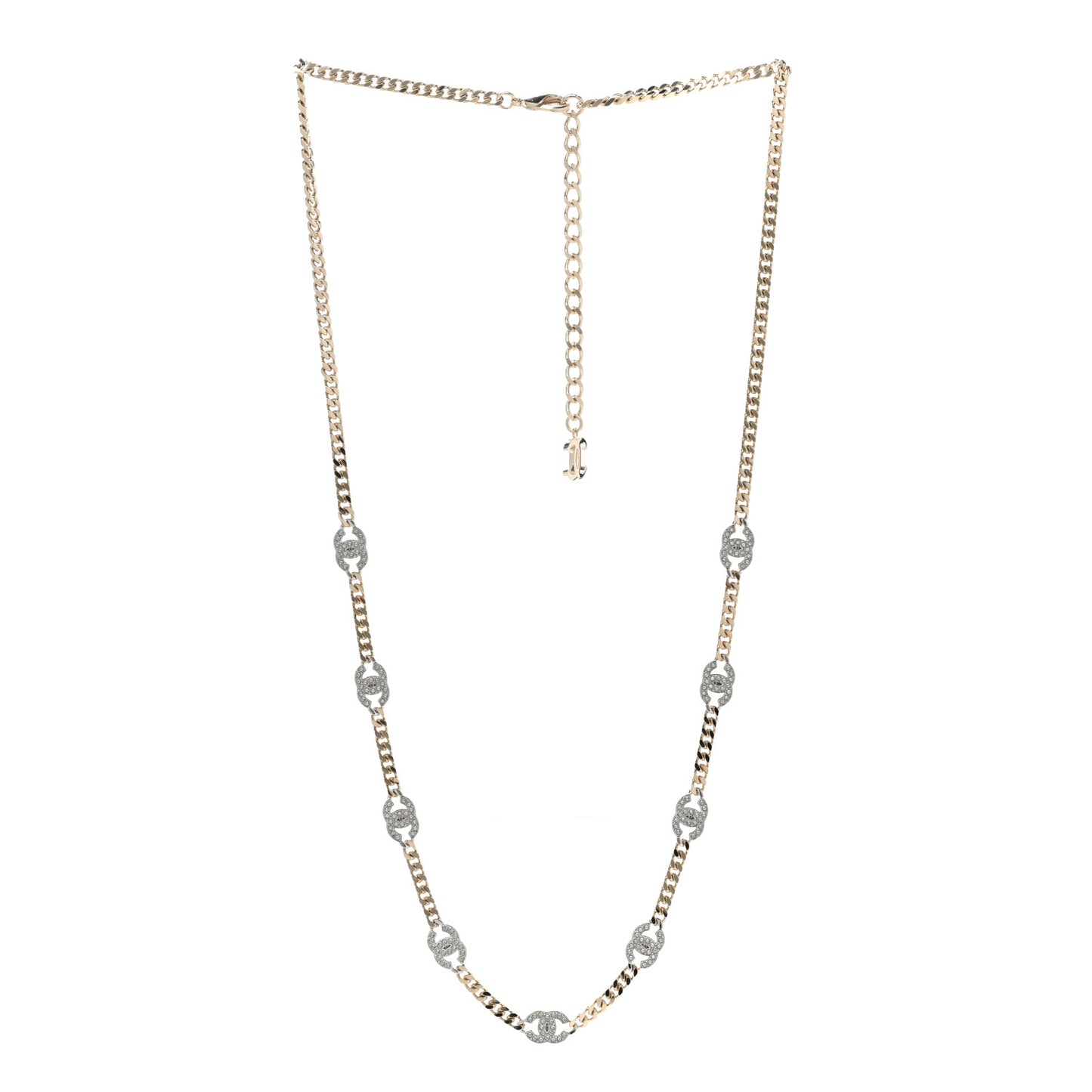 Crystal Chain CC Link Necklace Gold Silver
