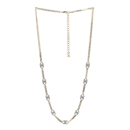 Chanel Crystal Chain CC Link Necklace Gold Silver 3 of 6