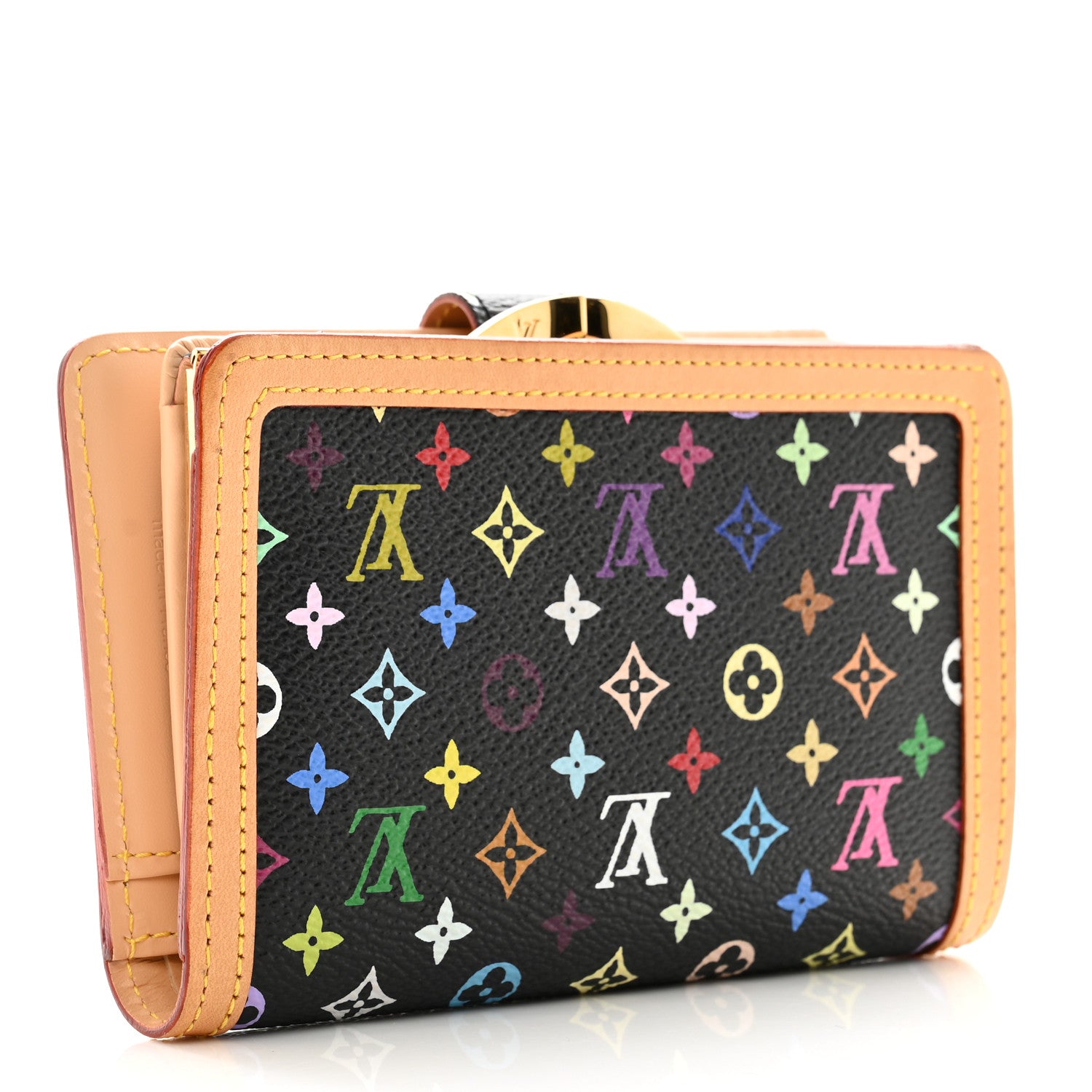 Louis Vuitton Monogram Multicolor French Purse Wallet Black 3 of 7