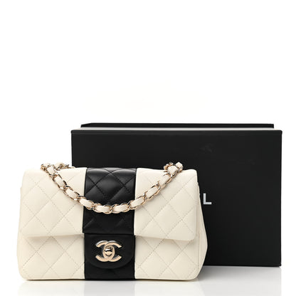 Chanel Lambskin Quilted Mini Rectangular Flap White Black 11 of 11